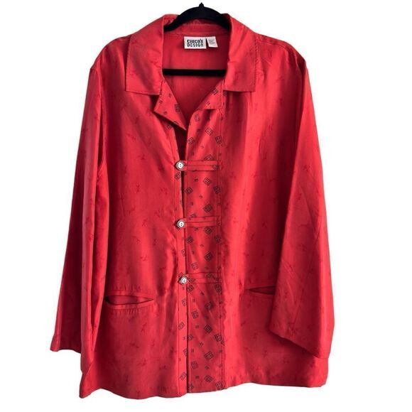 Chico’s Design 100% Silk Shirt‎ Jacket Vintage Burnt Orange Women’s XL (3) - Picture 1 of 8